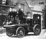 A 1906  Merryweather Fire King fire engine outside Braid Place Fire Station