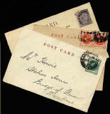 3 postcards - Queen Victoria stamps
