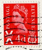 4d stamp used on postcard