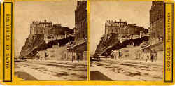 Stereo view by Douglas  -  Edinburgh Castle from Johnson Terrace