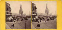 Stereo View by George Washington Wilson - Looking east along Princes Street towards the Scott Monument