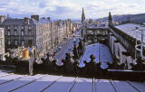 Looking down the Royal Mile from the roof of St Gile's Church
