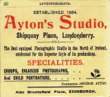 Advert for Ayton Studio, Shipquay Place, Londonderry