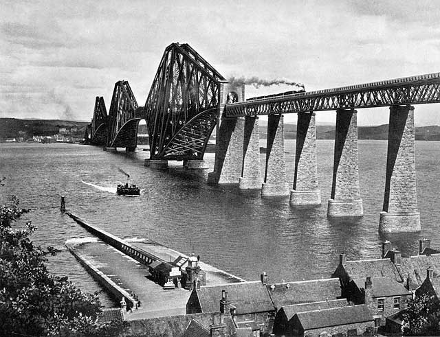 Photograph from View Album of Edinburgh & District, published by Patrick Thomson around 1900 - Forth Bridge, photo 1