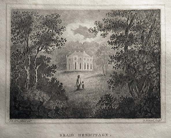 Hermitage of Braid  -  Engraving in "Beauties of England & Wales  -  zoom-in