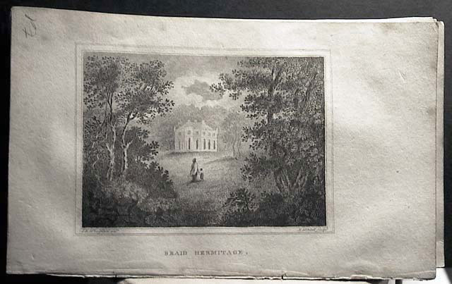 Hermitage of Braid  -  Engraving in "Beauties of England & Wales"