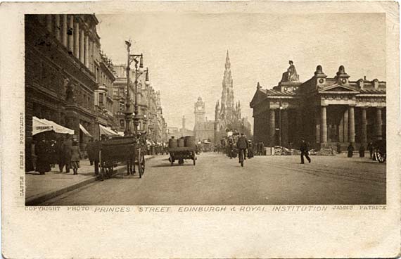 Postcard  -  James Patrick  -  Castle Series  -  Princes Street and Royal Institution