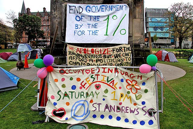 Anti-Capitalist Protest at St Andrew Square Gardens, 2011