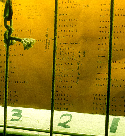 St Andrew's & St George's Church  -  Ropes for Striking the Bells  -  zoom-in right