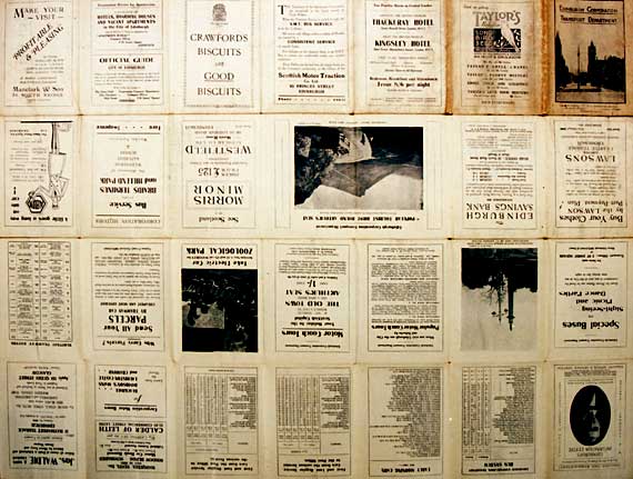 Adverts on the back of an Edinburgh Corporation Transport Department map of Tram and Bus routes  -  1929
