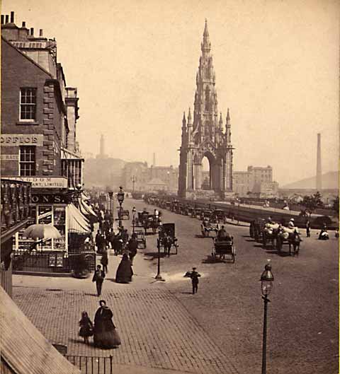 Enlargement of GW Wilson stereo card - Looking east along Princes Street